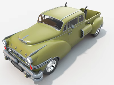 Vintage Green Pickup Truck With Classic Retro Design And Chrome Styling Details 3d model
