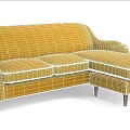Modern Yellow L Shaped Sofa Set With Wooden Legs For Living Room