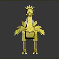 Yellow Polygonal Style Chicken Sculpture With Abstract Design And Decorative Art Elements 3d model