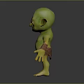 Small Green Skin Game Movie Character With Pointed Ears Red Eyes And Brown Clothing