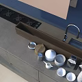 Modern Kitchen Cabinets With Gray Cabinetry Wooden Countertop Sink And Faucet