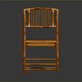 Orange Folding Bamboo Single Chair With Slatted Back And Seat Design