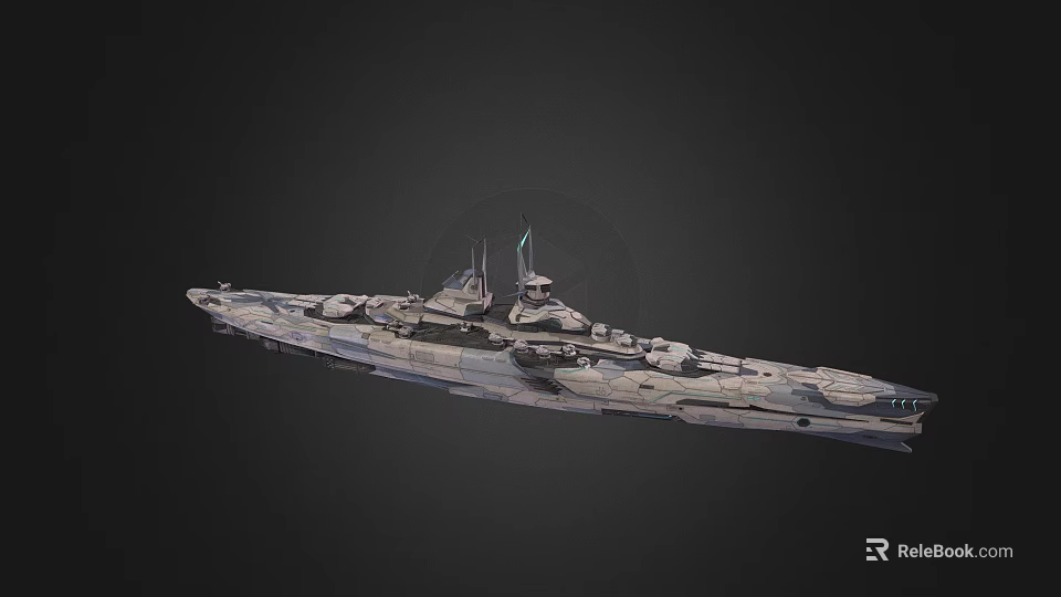 Sci fi Warship With Futuristic Design And Structure 3d model 