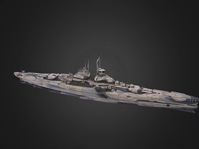 Sci fi Warship With Futuristic Design And Structure 3d model