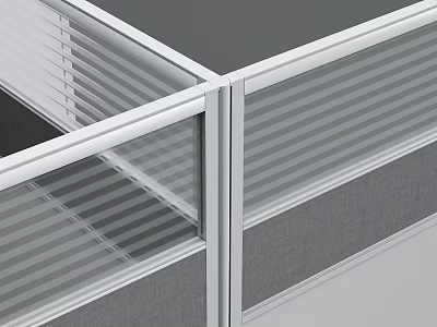 Modern Room Divider With Striped Glass Panels And Silver Metal Frame Partition Design 3d model