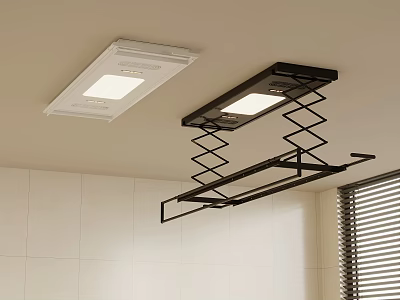 Indoor Ceiling Mounted Electric Clothes Drying Rack And Light Fixture 3d model