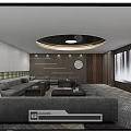 Modern Home Theater Interior With Large Screen Comfortable Sofa And Ambient Lighting 3d model