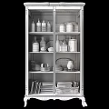 Light And Dark Glass Cabinets With Dishes Cups And Books For Home Interior