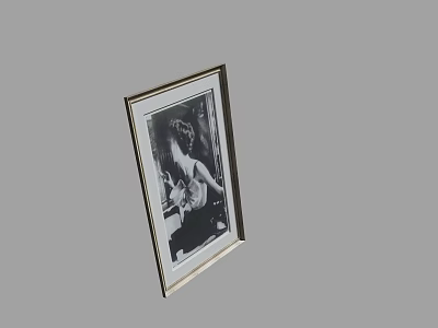 Gold Border Photo Frame With Black And White Portrait For Home Decor 3d model