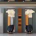 Modern Beauty Salon Interior With Cloud Shaped Ceiling Lights Blue Chairs Mirrors And Marble Counter