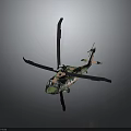 Military Helicopter Featuring Camouflage Color Scheme Main Rotor And Detailed Design