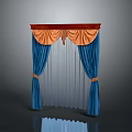 Blue Curtains With Orange Valance And Sheer Panels Window Treatment Design