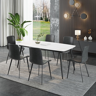 Dining table and chair 3d model