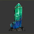 Vibrant Green Blue Crystal Cluster With Red Rope Wrapped On Stone Base