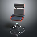Modern Office Chair With Black Red Upholstery Swivel Base And Rolling Wheels