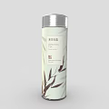 Decorative Ornament Set Featuring Light Green Jasmine Tea Canister With Silver Lid And Bamboo Leaf Pattern