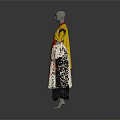 Traditional Yellow Costume With Red And White Accents And Wide Sleeves Design