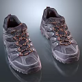 Dark Gray Hiking Shoes With Brown Laces And Thick Outdoor Rubber Sole