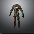 Character Creature Themed Outfit Design Featuring Green Brown Armor And Intricate Details