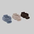 Light Blue Fluffy Single Armchair With Matching Ottoman And Soft Upholstery