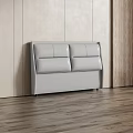 Double Bed With Beige Leather Headboard White Bed Sheets Side Table Lamp And Wooden Floor