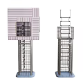 Modern Metal Frame Stairs With Pink Striped Accent And Grid Railing Design