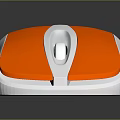 Orange And White Computer Mouse With Sleek Design And Glossy Surface