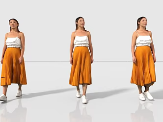 People wearing skirts summer people sling people 3d model