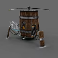 Wooden Barrel Shaped Electric Toy With Propeller Mechanical Legs And Control Panel