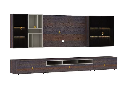 Modern Wooden TV Stand With Open Shelves Closed Cabinets And Drawers 3d model