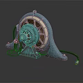 Vintage Teal Electric Fan with Metal Components and Power Cord