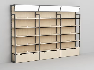 Storage Shelving Unit With Multiple Wooden Layers And Metal Frame Structure Design 3d model