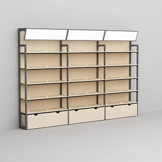 Supermarket convenience store steel wooden inclined light box shelf 3d model