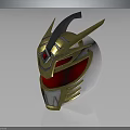 Stylish White Helmet With Red Visor And Gold Decorative Accents