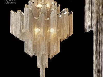 Elegant Modern Chandelier With Hanging Crystal Chains And Illuminated Design 3d model