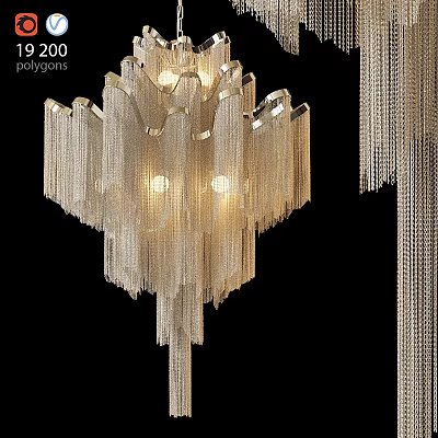Elegant Modern Chandelier With Hanging Crystal Chains And Illuminated Design 3d model