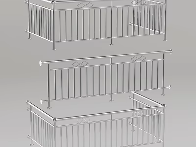 Decorative Metal Railings With Vertical Bars And Top Rail Design Features 3d model