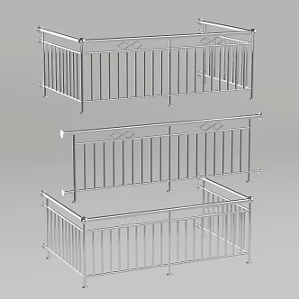 Modern Balcony Guardrail Fence 3d model