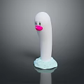 Cute Round White Long Game Movie Character With Pink Mouth And Light Blue Base