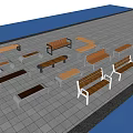 Different Designs Modern Outdoor Chairs With Wooden Slats And Metal Frames On Stone Ground