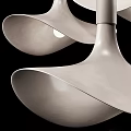 Modern Elegant Chandelier With Curved Leaf Shaped Elements And Smooth Light Grey Surface 3d model