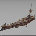 Fantasy Decorative Ship With Elaborate Structure Tall Mast And Colorful Details