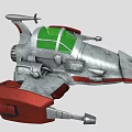 Futuristic Sci Fi Spaceship With Silver Body Green Cockpit And Red Mechanical Wings