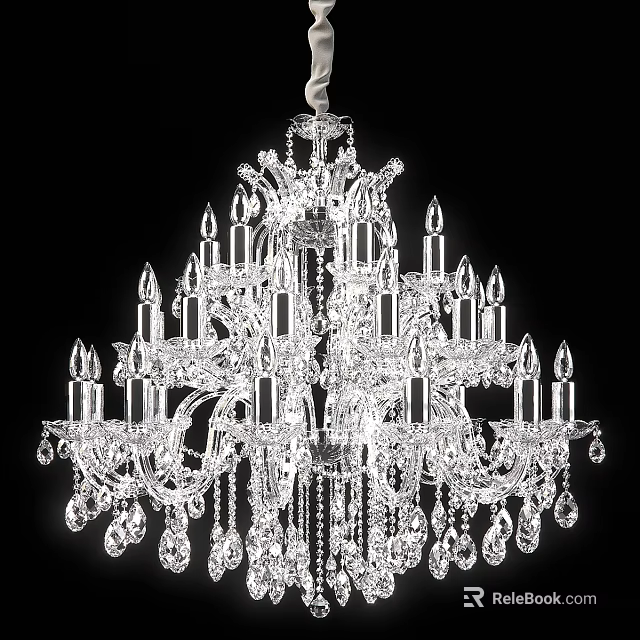 Luxury Crystal Chandelier With Multiple Arms And Decorative Pendants For Home Interior 3d model 