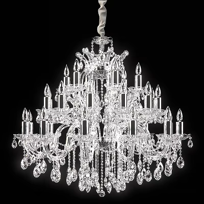 Luxury Crystal Chandelier With Multiple Arms And Decorative Pendants For Home Interior 3d model