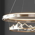 Sleek Modern Circular Chandelier With LED Light Rings And Geometric Frame For Contemporary Interior
