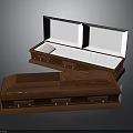 Wooden Casket With Open And Closed Design White Interior Lining Metal Hardware
