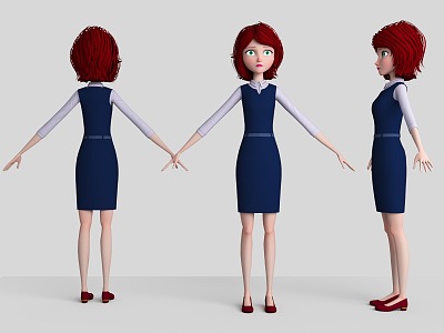 Cartoon style woman young disney style woman young woman aunt young gir cartoon woman Q version woman small woman 3d model