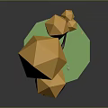 Low Poly Style Decorative Tree with Yellow Leaves in Green Geometric Pot