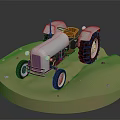 Functional Silver Tractor Model With Orange Seat Black Wheels And Headlights On Display Platform